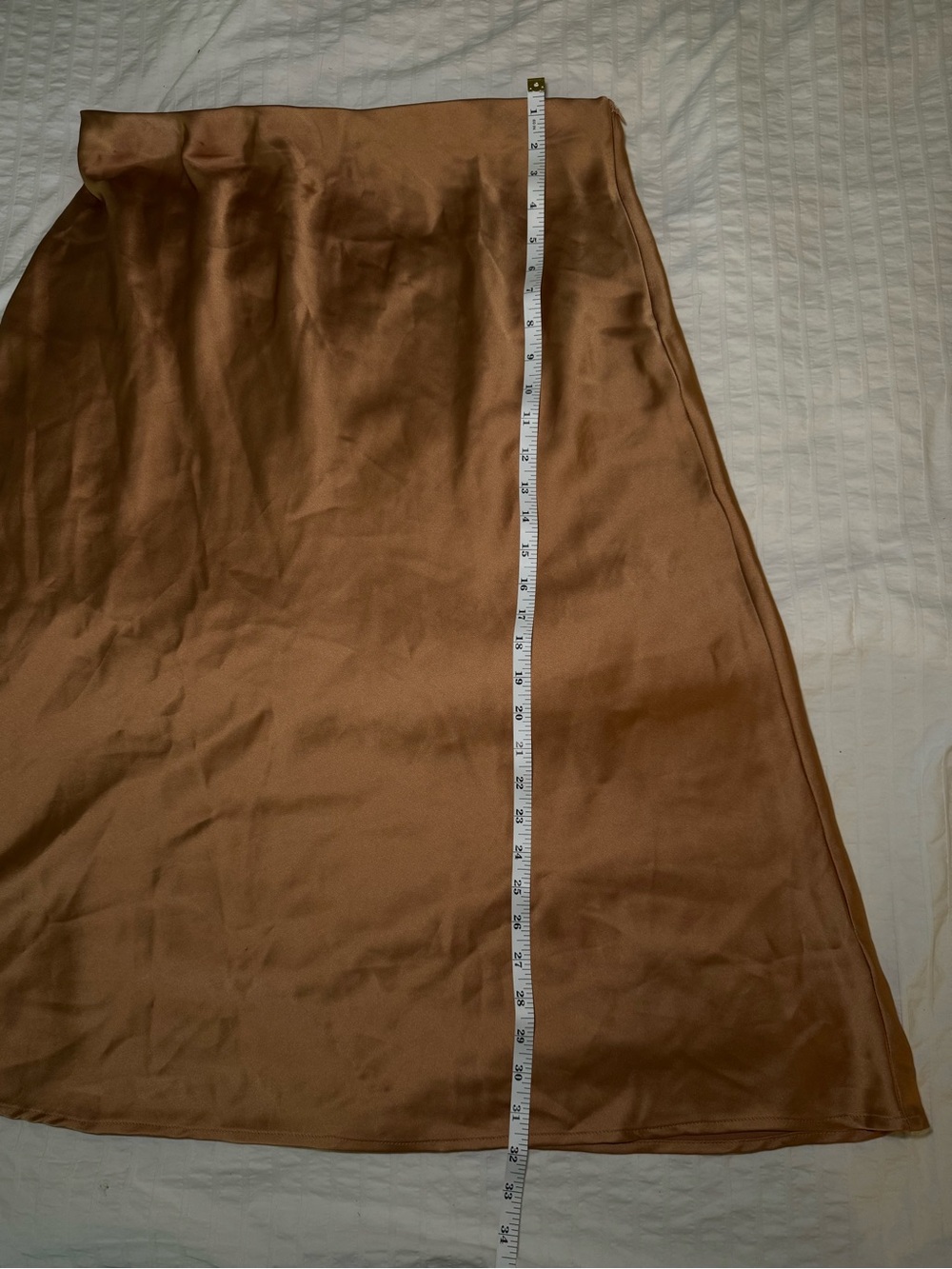 RACHEL ZOE Skirt Copper-Brown Satin A-Line Full Skirt XL Silk Comfortable Luxury - Picture 5 of 5